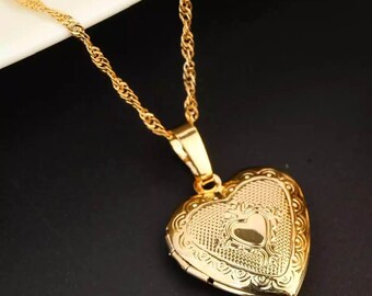 Gold locket necklace etsy Outlet