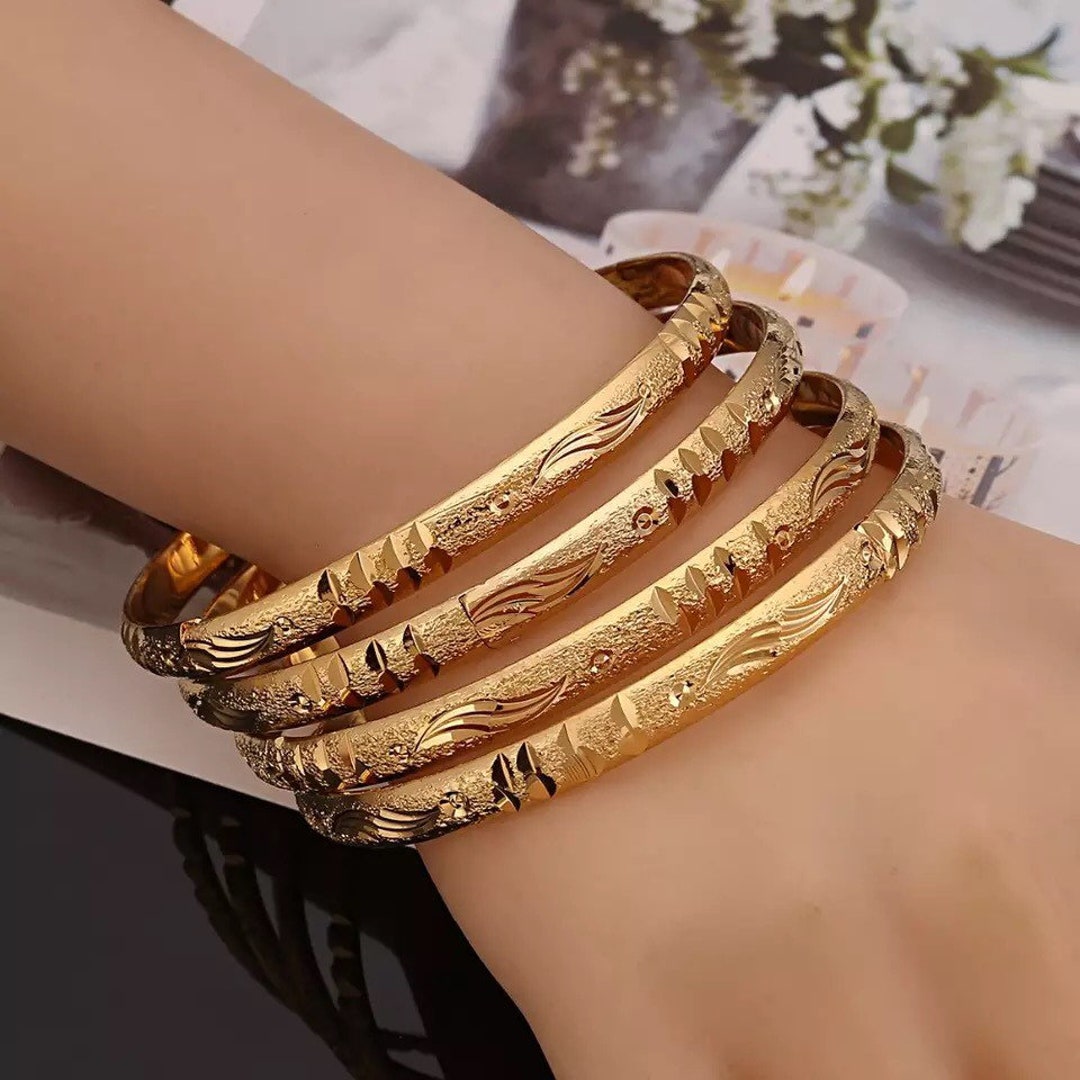Dubai Gold Bangles 24K Gold Bangles Gold Bangles for Women Etsy Sweden