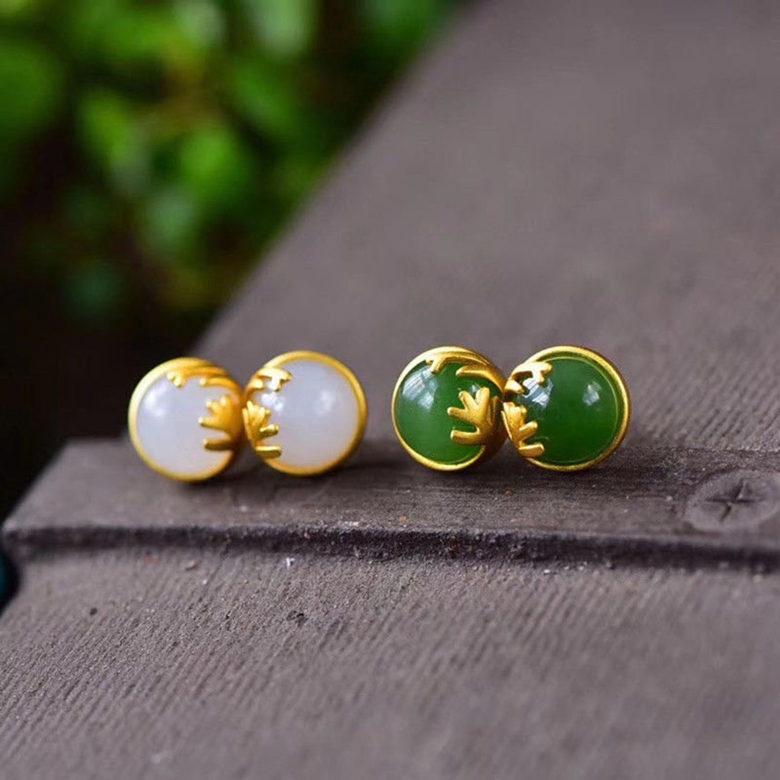 Jade Stud Earrings Jade Stud Unique Stud Earrings Ancient Etsy