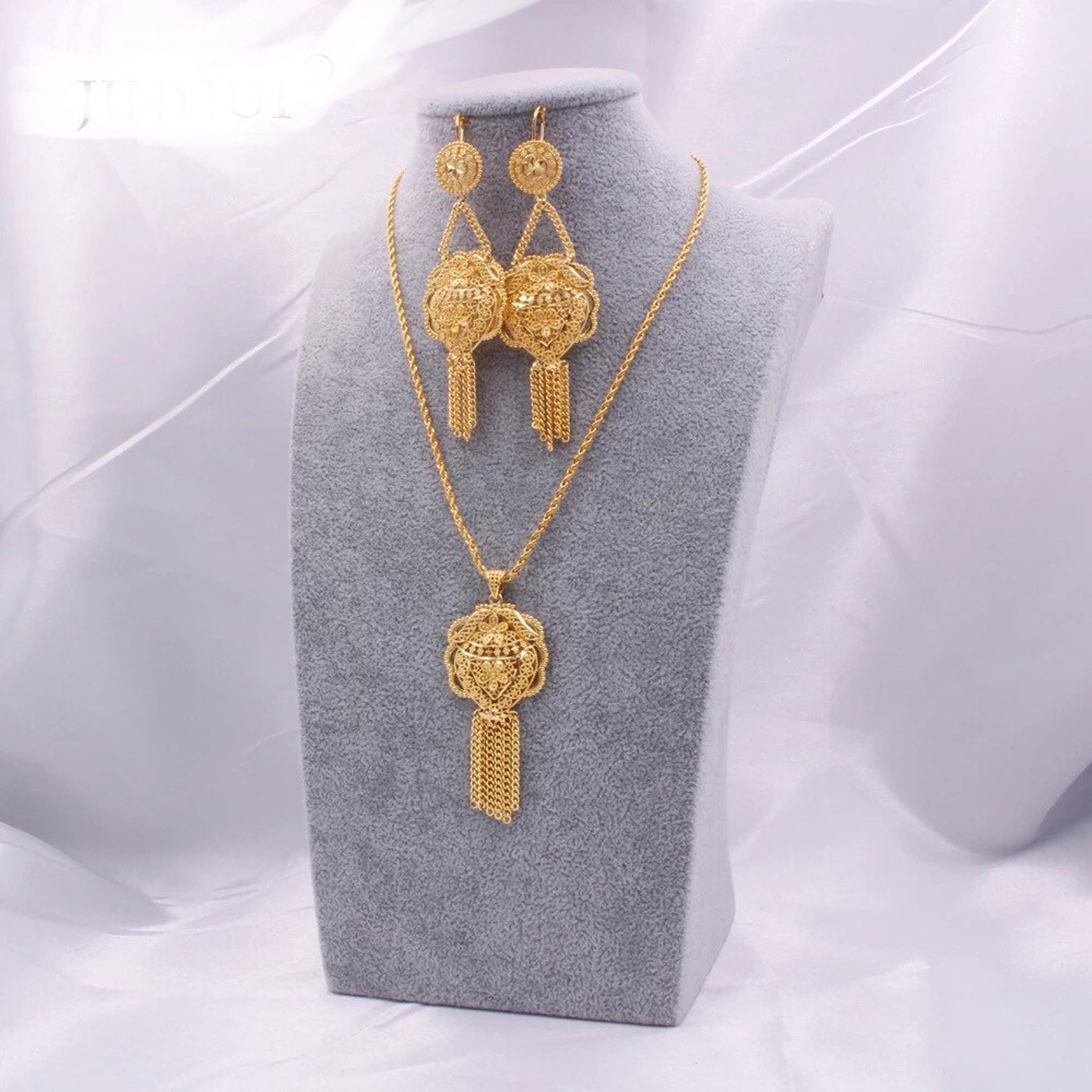 24K Dubai Gold Jewelry Sets Wedding Gold Set Arab Jewelry Etsy
