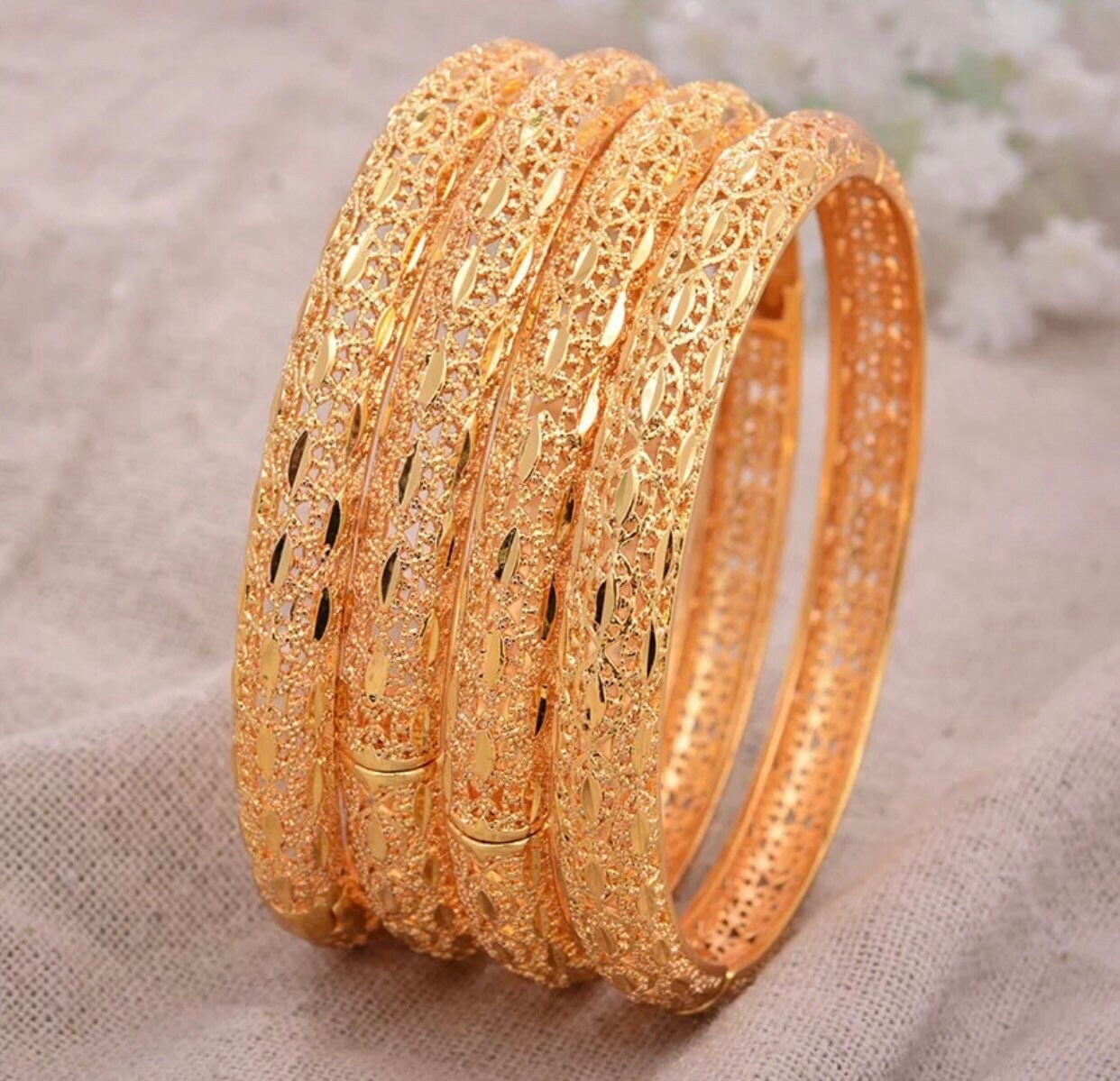 Gold Bangles Dubai Gold Bangles for Women 24K Gold Bangles Etsy