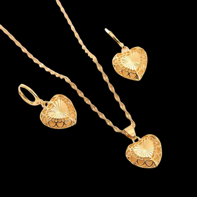 24K Gold Jewelry Set Dubai Gold Jewelry Set Gold Jewelry Set Etsy