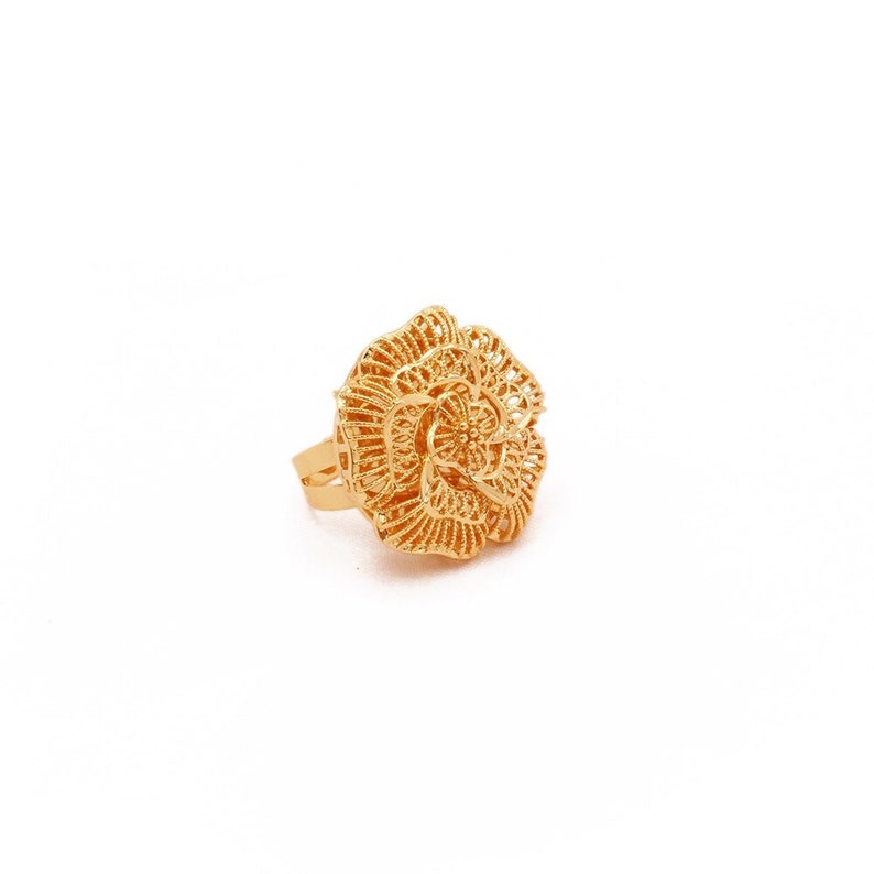 Engagement Ring Ethiopian Jewelry Gold Ring 24K Gold Plated Wedding Ring African jewelry Gold Flower Ring Gift Ring For WomenWife