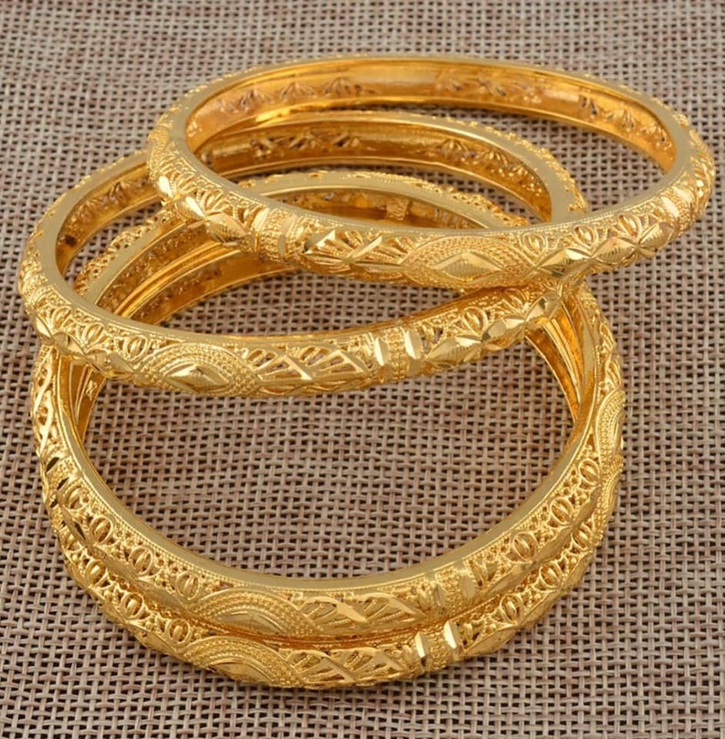 24K Gold Bangles Gift for Women Dubai Gold Bangles for Women Etsy
