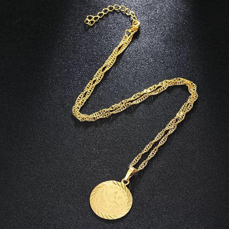 18K Gold Necklace Coin Gold necklace Gold Necklace for men Etsy