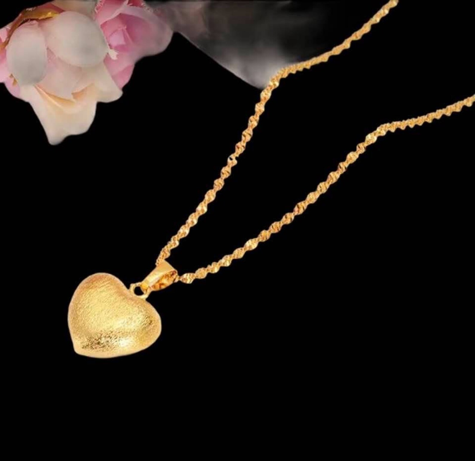 Dainty Gold Heart Necklace Gold Heat Necklace 24K Gold Etsy