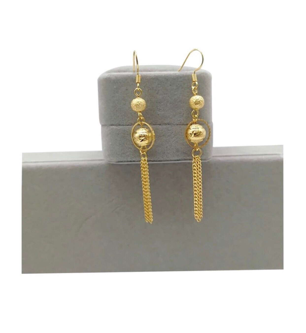 Gold Hanging Earrings Modern Gold Hanging Earrings 24K Gold Etsy