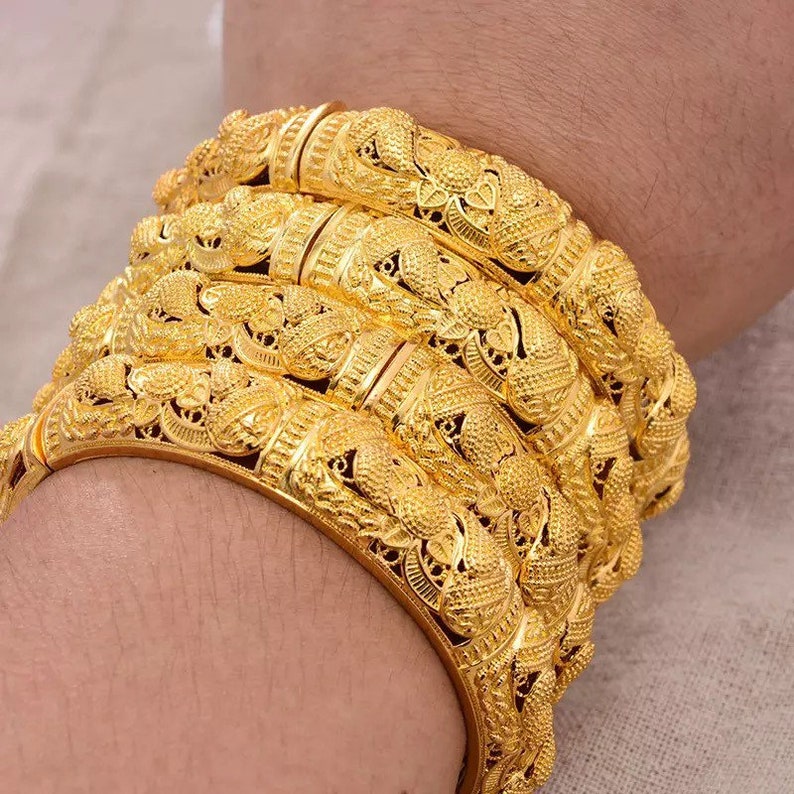 24K Gold Bangles Dubai Gold Bangles Gold Bangles Gift for Etsy Australia