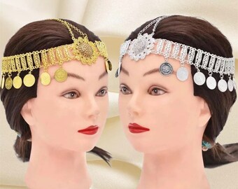 Coin Hair Jewelry, Bohemian Gold Coin Hair Jewelry for Women, Middle East Jewelry, Arab Fashion, African Jewelry, Hair Jewelry Accessory