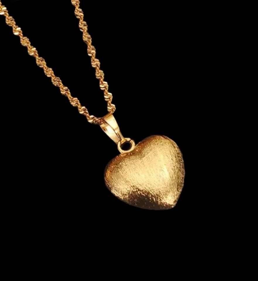 Dainty Gold Heart Necklace Gold Heat Necklace 24K Gold Etsy