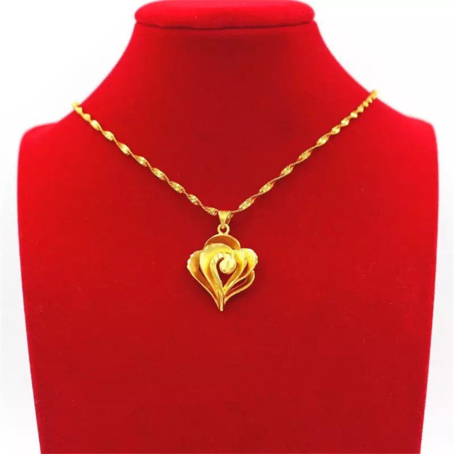 24K Gold Necklace Dubai Gold Necklace for Women Gold Heart Etsy