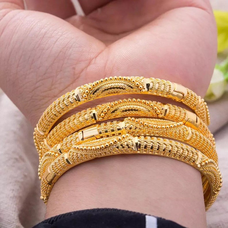 24K Dubai Gold Bangles Gold Bangles for Women Wedding Gold Etsy