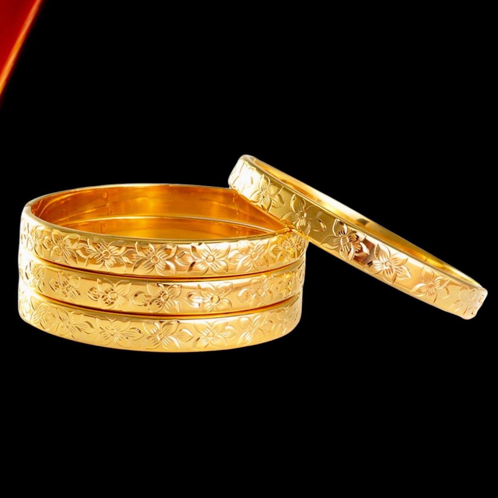 Gold Bangles 18K Gold Filled Bangles Dubai Gold Bangles for Etsy
