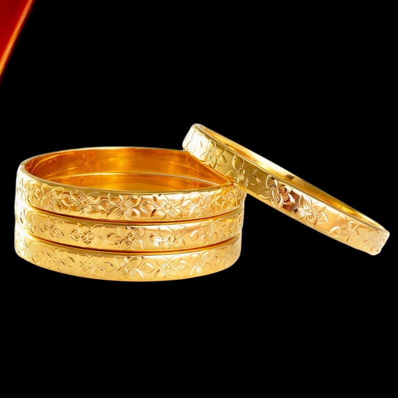 Gold Bangles 18K Gold Filled Bangles Dubai Gold Bangles for Etsy