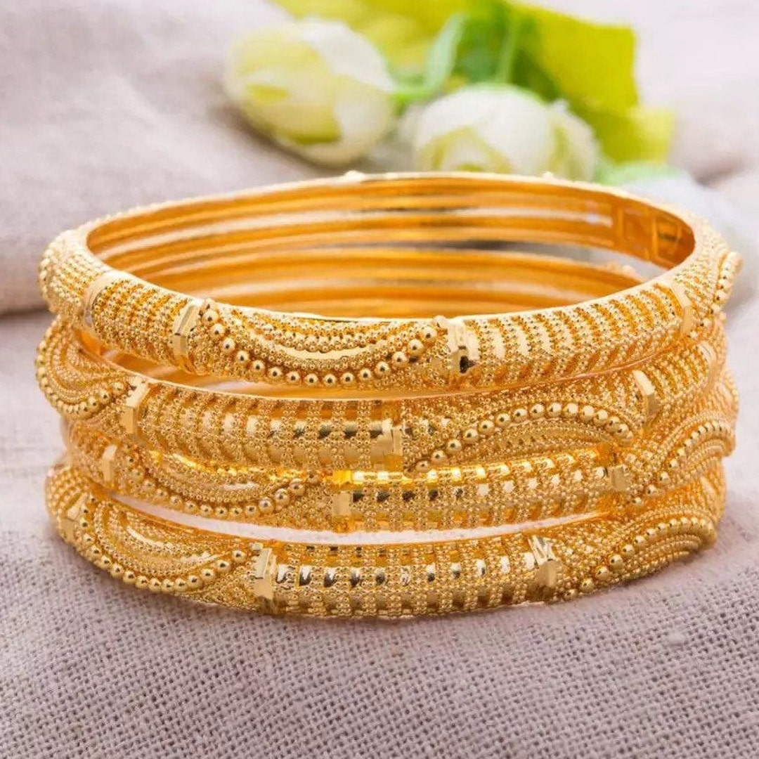 24K Dubai Gold Bangles Gold Bangles for Women Wedding Gold Etsy