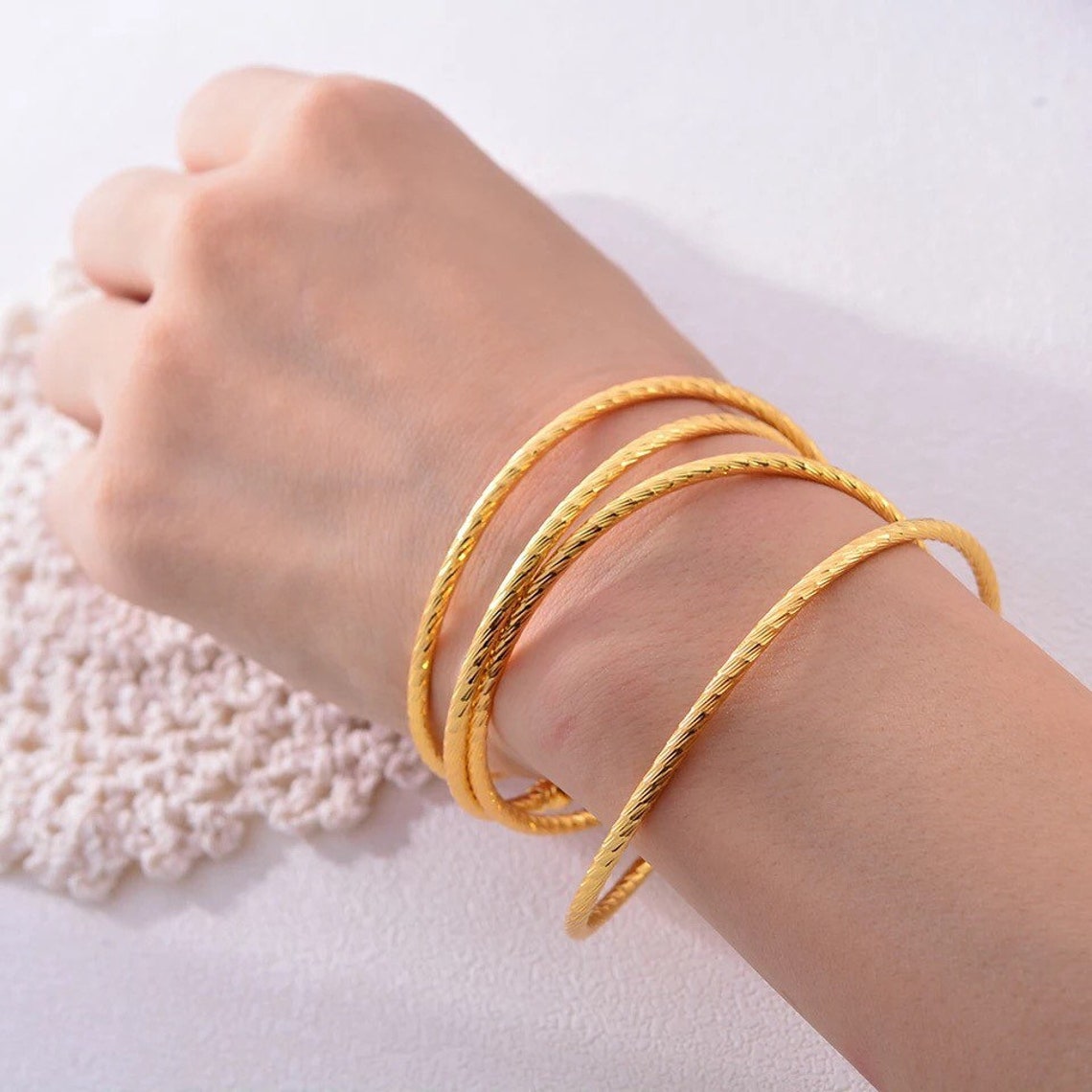 Gold Bangles Dubai Gold Bangles 18K Gold Bangles Gold Etsy