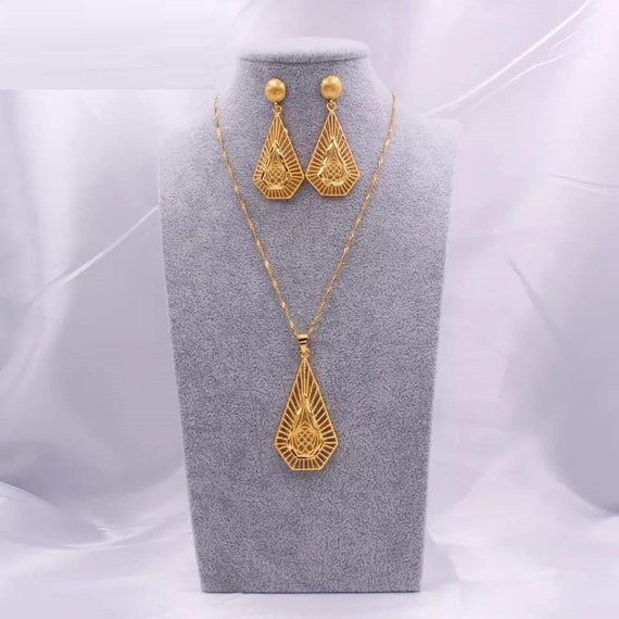 24K Gold Necklace Set African Jewelry 
