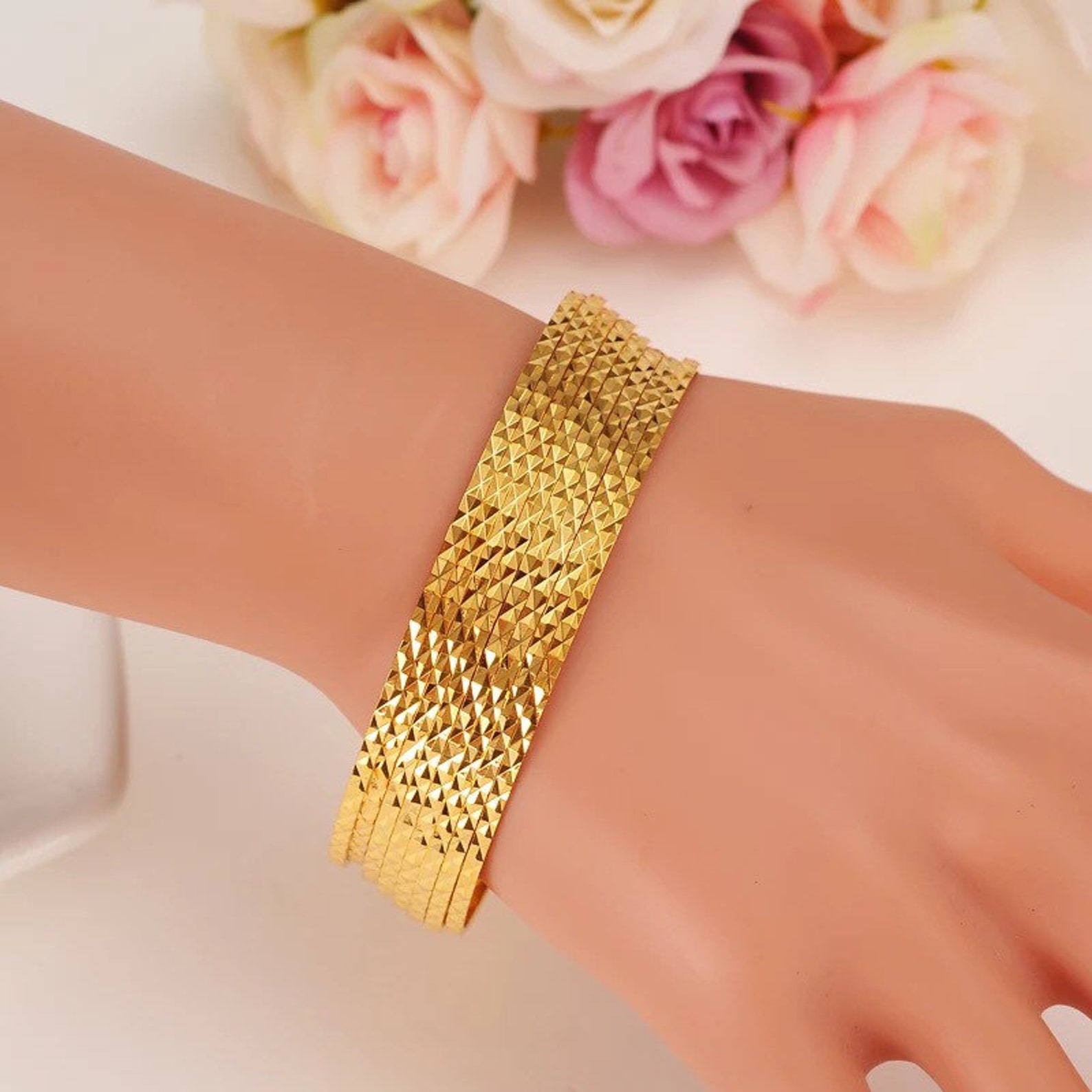 24k Dubai Gold Bangles For Women Gold Bangles T For Mom Etsy 