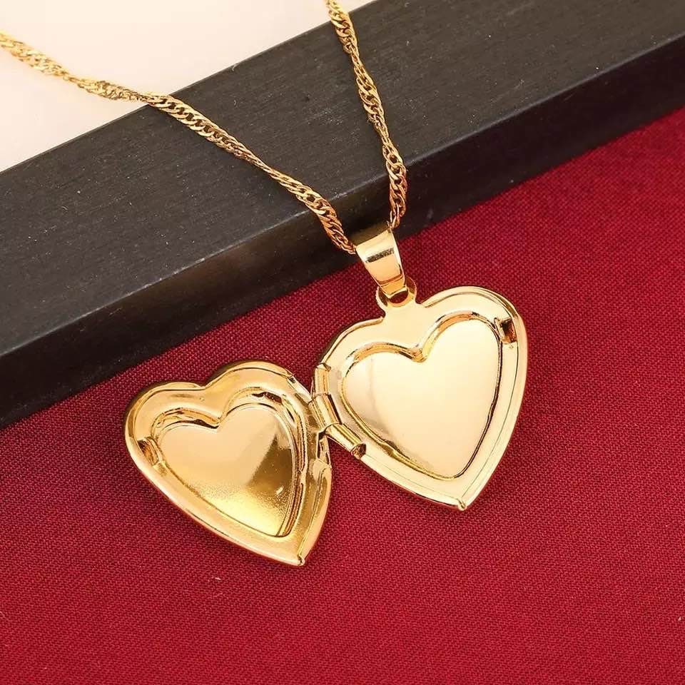Locket Necklace 24K Gold Locket Necklace Gold Heart Etsy