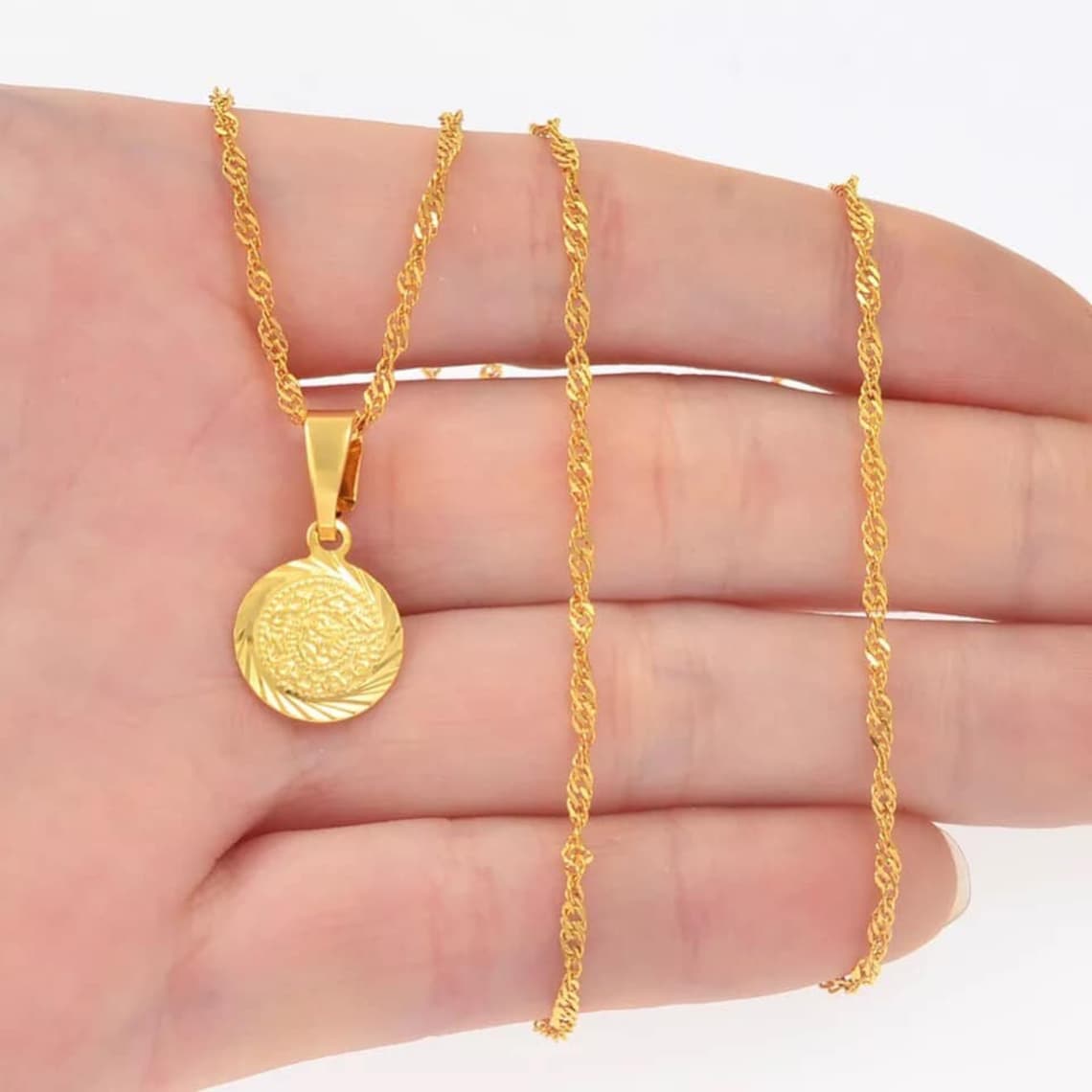 18K Gold Necklace Coin Gold necklace Gold Necklace for men Etsy