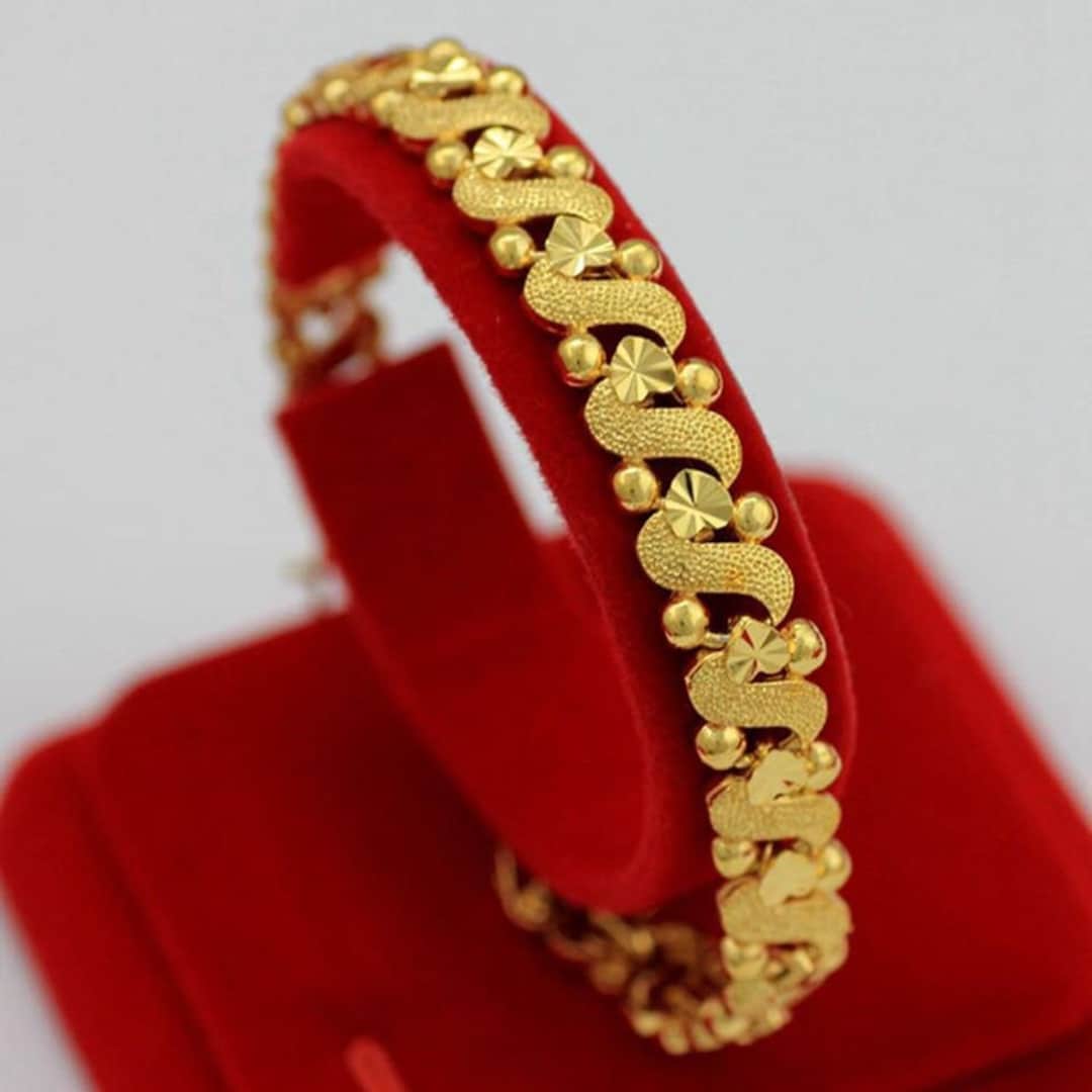 Gold Bracelet 24K Gold Bracelet Link Chain Gold Bracelet - Etsy