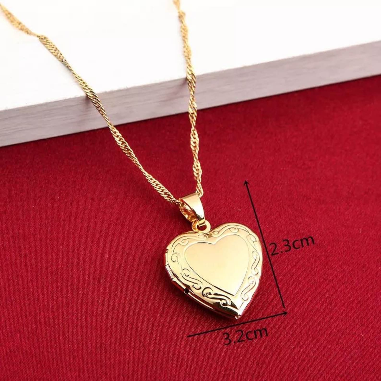 Locket Necklace 24K Gold Locket Necklace Gold Heart Etsy