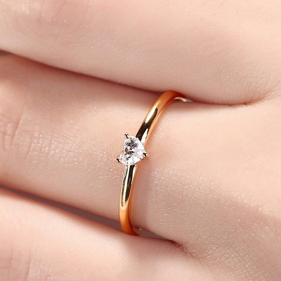 Anillo delgado forma de corazón anillo delgado anillo Etsy México