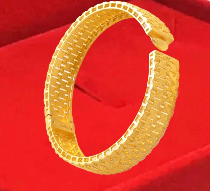 24K Gold Filled Bracelet Men's Gold Bracelets Cuff Etsy