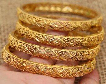 Gold Bangles, Indian Bridle Bangles, Wedding Gold Bangles for Women, Gold Bracelet, Gift for Her, Holdiay Gift
