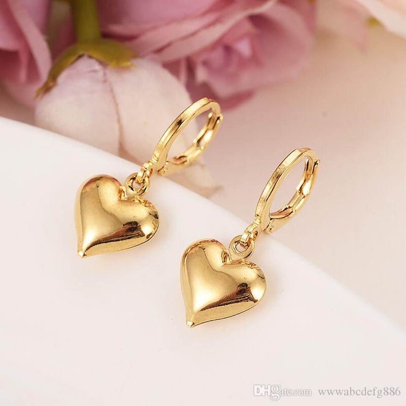24K Gold Filled Necklace Love Heart Pendent Necklace Set Gift for you Gift For Her Heart Necklace Set Gold Pendent Necklace