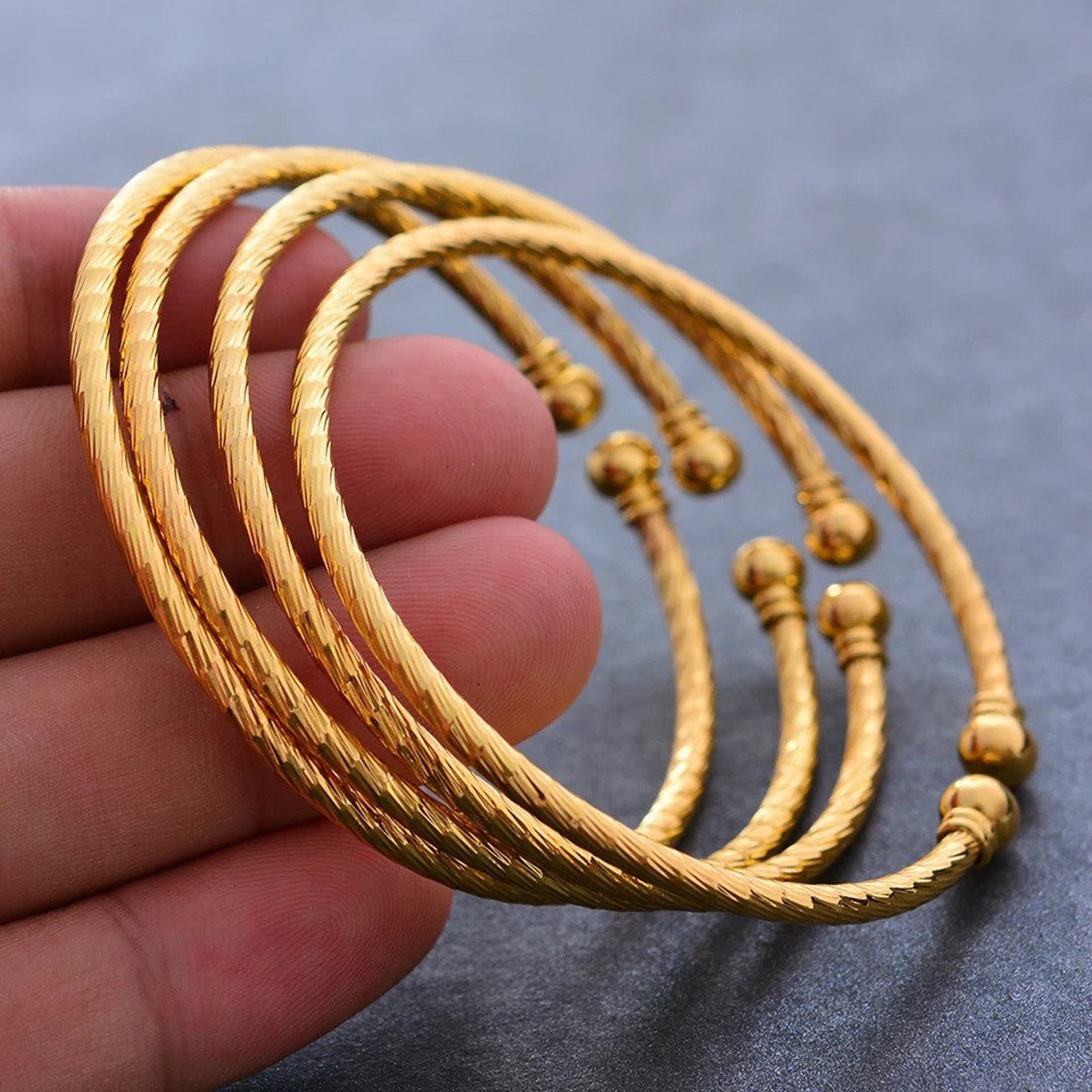 Gold Bangles Dubai Gold Bangles 18K Gold Bangles Gold Etsy Australia