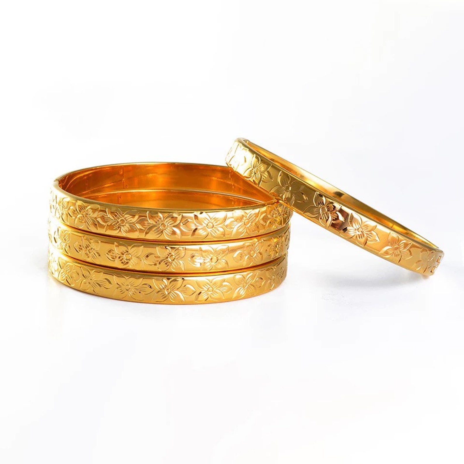 Gold Bangles 18K Gold Filled Bangles Dubai Gold Bangles for Etsy