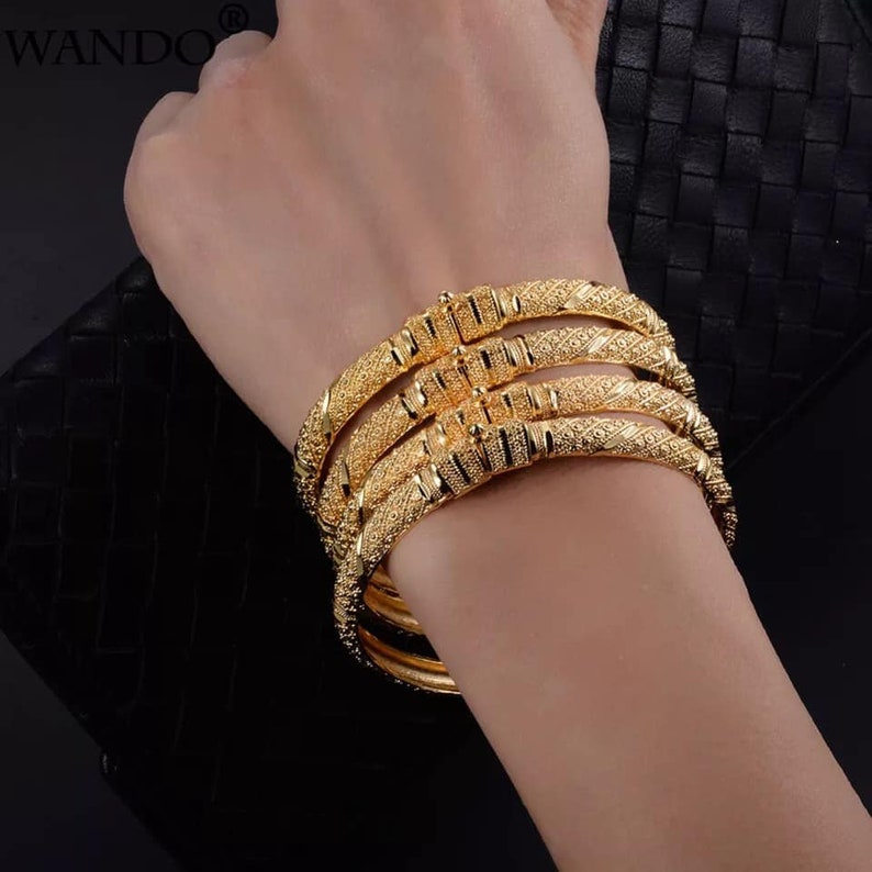 24K Gold Bangles for Women Bangles Dubai Gold Bangles for Etsy Canada