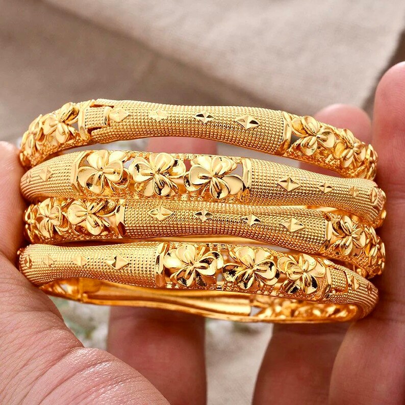 Dubai Gold Bangles 24K Gold Bangles Gold Bangles Gift for Etsy