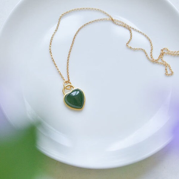 Jade Heart Pendant Etsy
