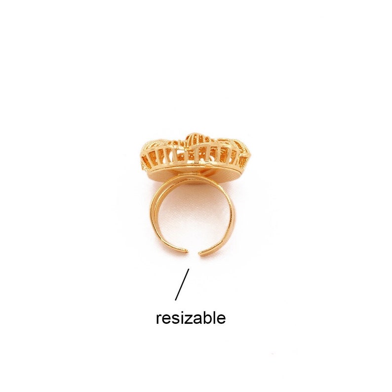 Engagement Ring Ethiopian Jewelry Gold Ring 24K Gold Plated Wedding Ring African jewelry Gold Flower Ring Gift Ring For WomenWife