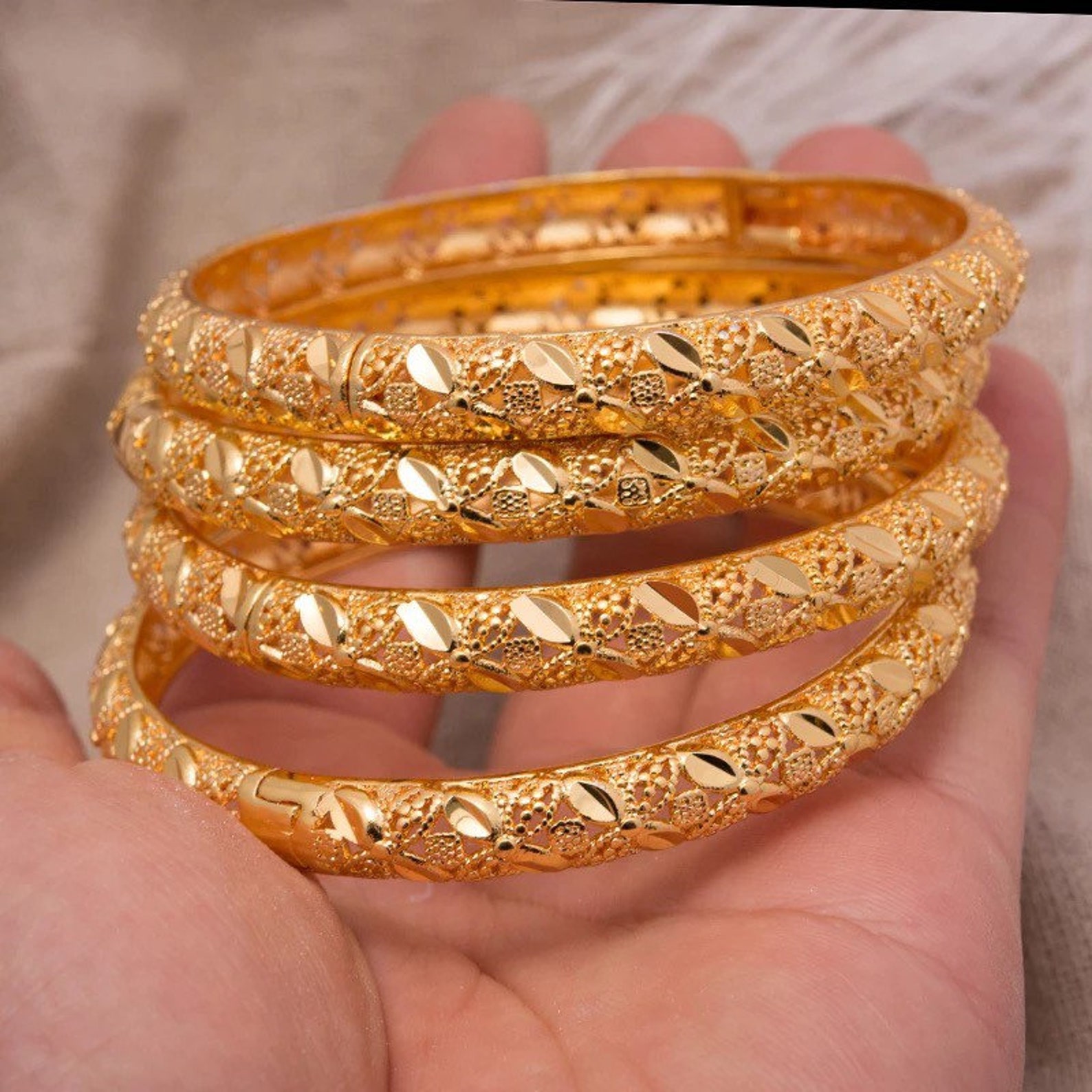 24k Gold Bangles Dubai Gold Bangles for Women Dainty Gold Etsy