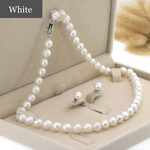 Natural Pearl Necklace Set Freshwater 