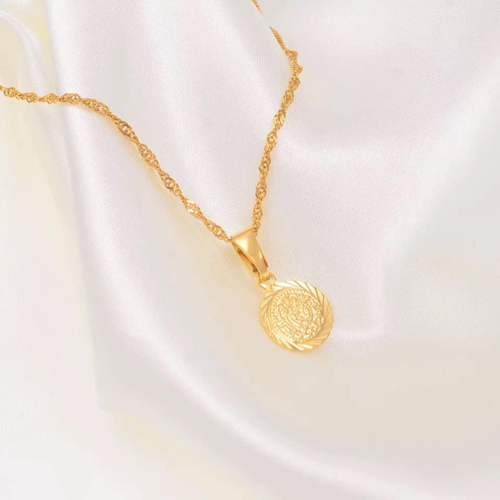 18K Gold Necklace Coin Gold necklace Gold Necklace for men | Etsy