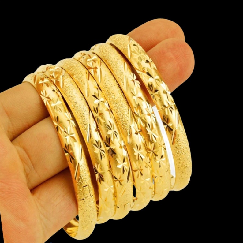 Dubai Gold Bangles 24K Gold Plated Bangles Gold Bangles for Etsy