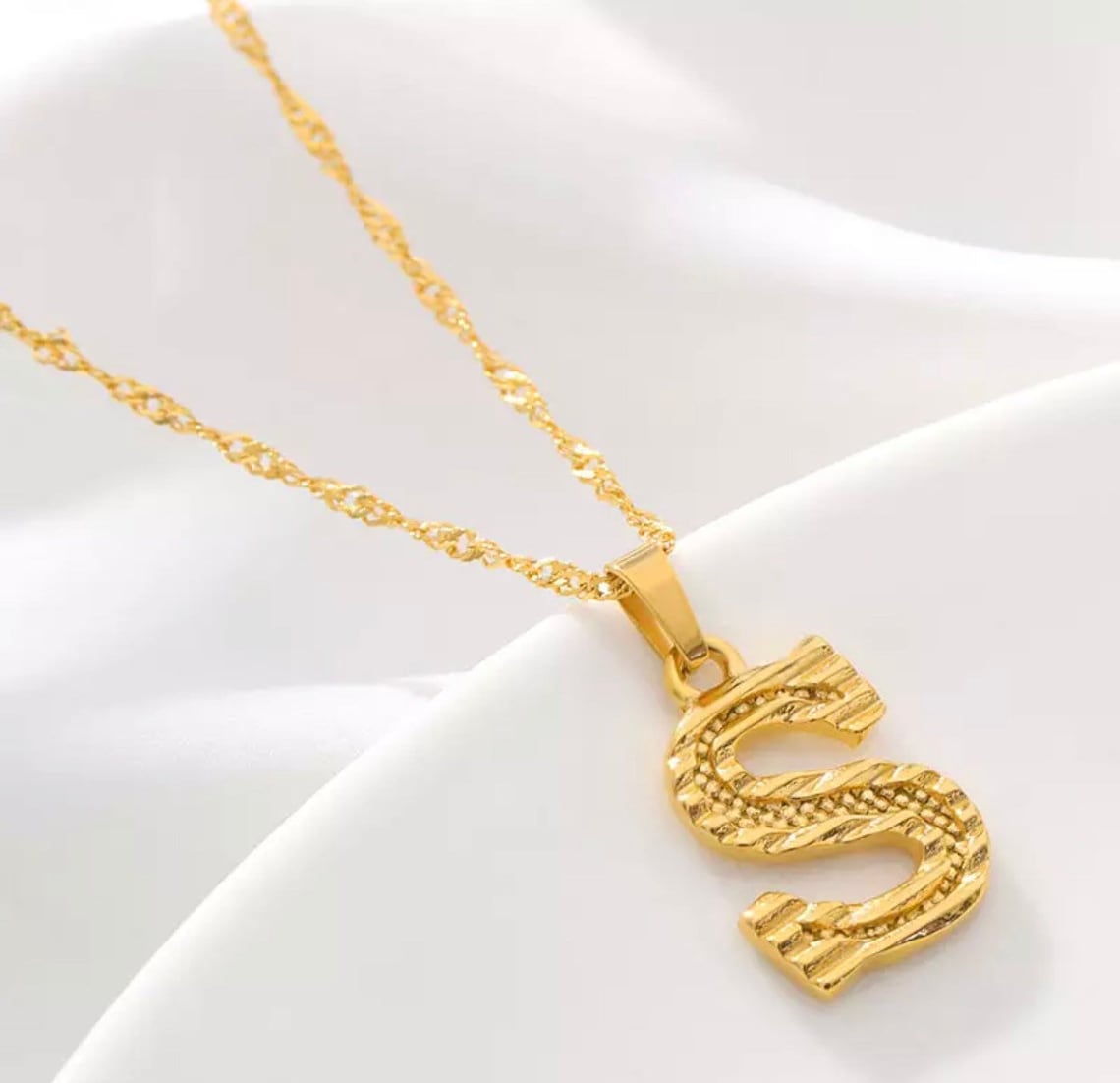 Initial S Letter S Necklace Personalized Necklace Letter S Etsy