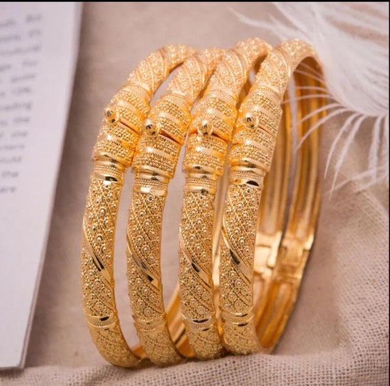 24k Gold Bangles For Women Bangles Dubai Gold Bangles For Etsy New Zealand 