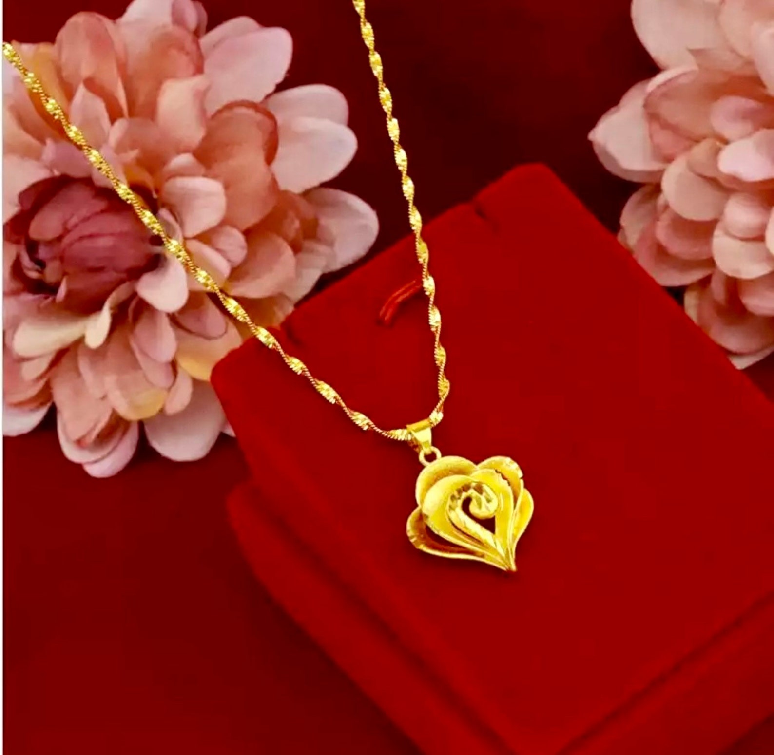 24K Gold Necklace Dubai Gold Necklace for Women Gold Heart Etsy