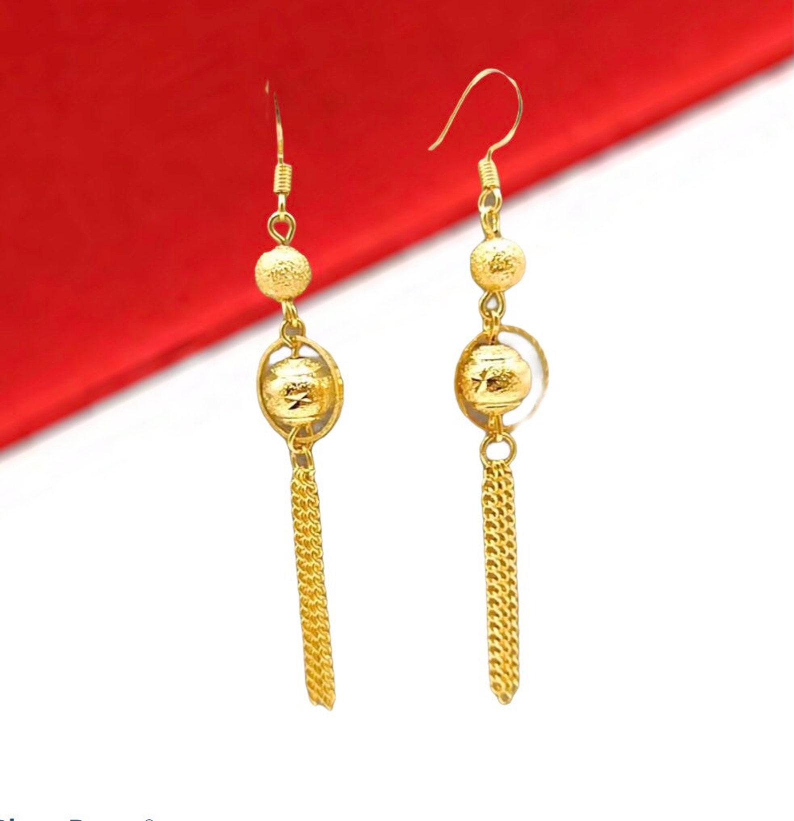 Gold Hanging Earrings Modern Gold Hanging Earrings 24K Gold | Etsy
