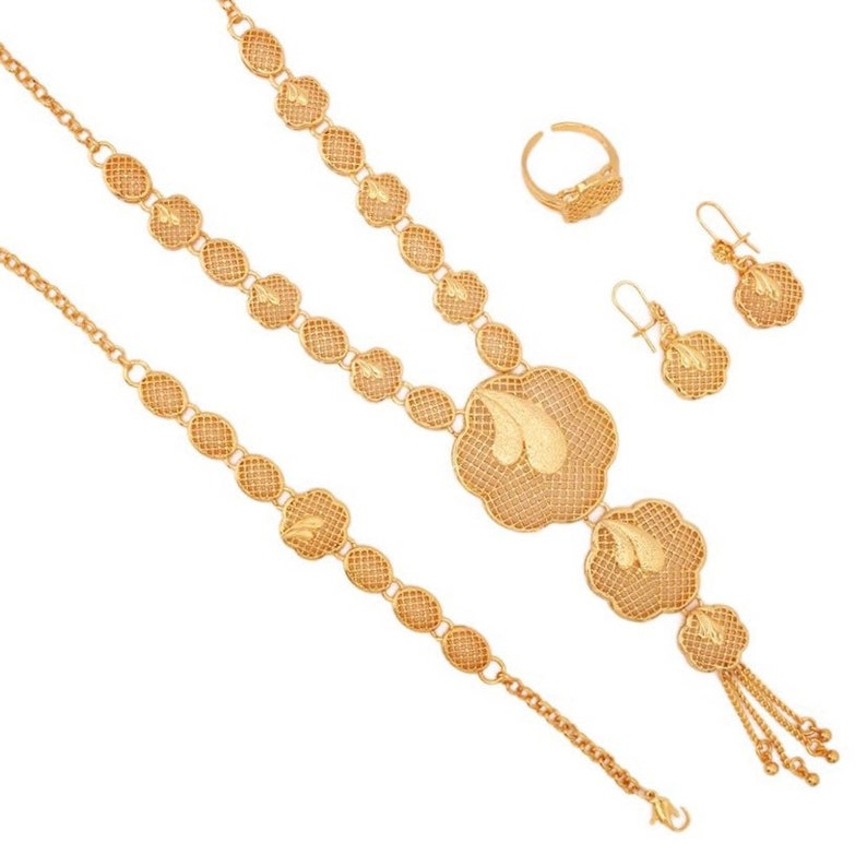 24K Gold Jewelry Set Dubai Gold Jewelry Set for Women Bridle Etsy