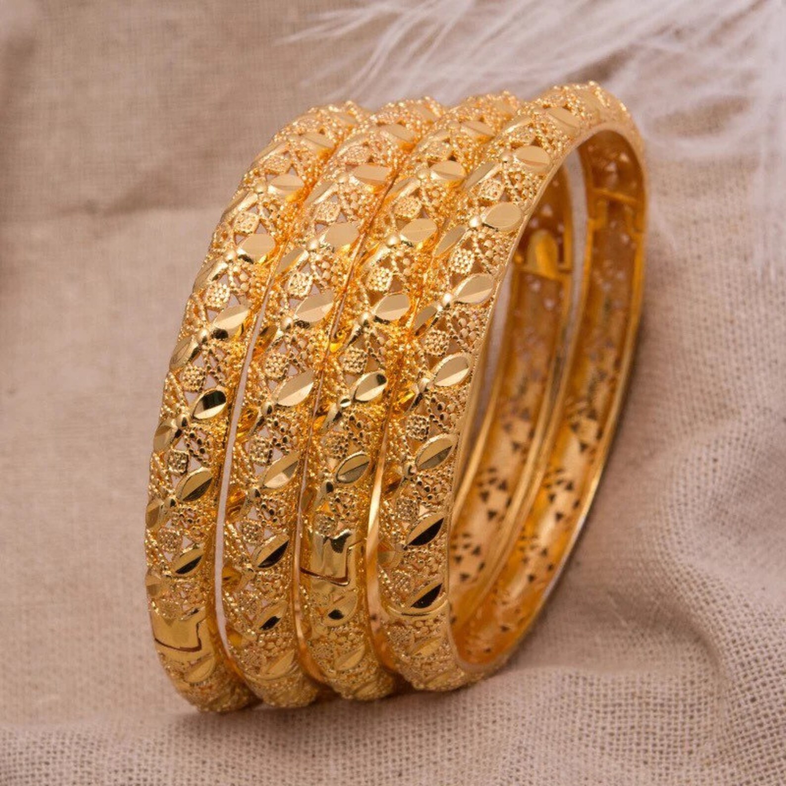 24k Gold Bangles Dubai Gold Bangles for Women Dainty Gold Etsy