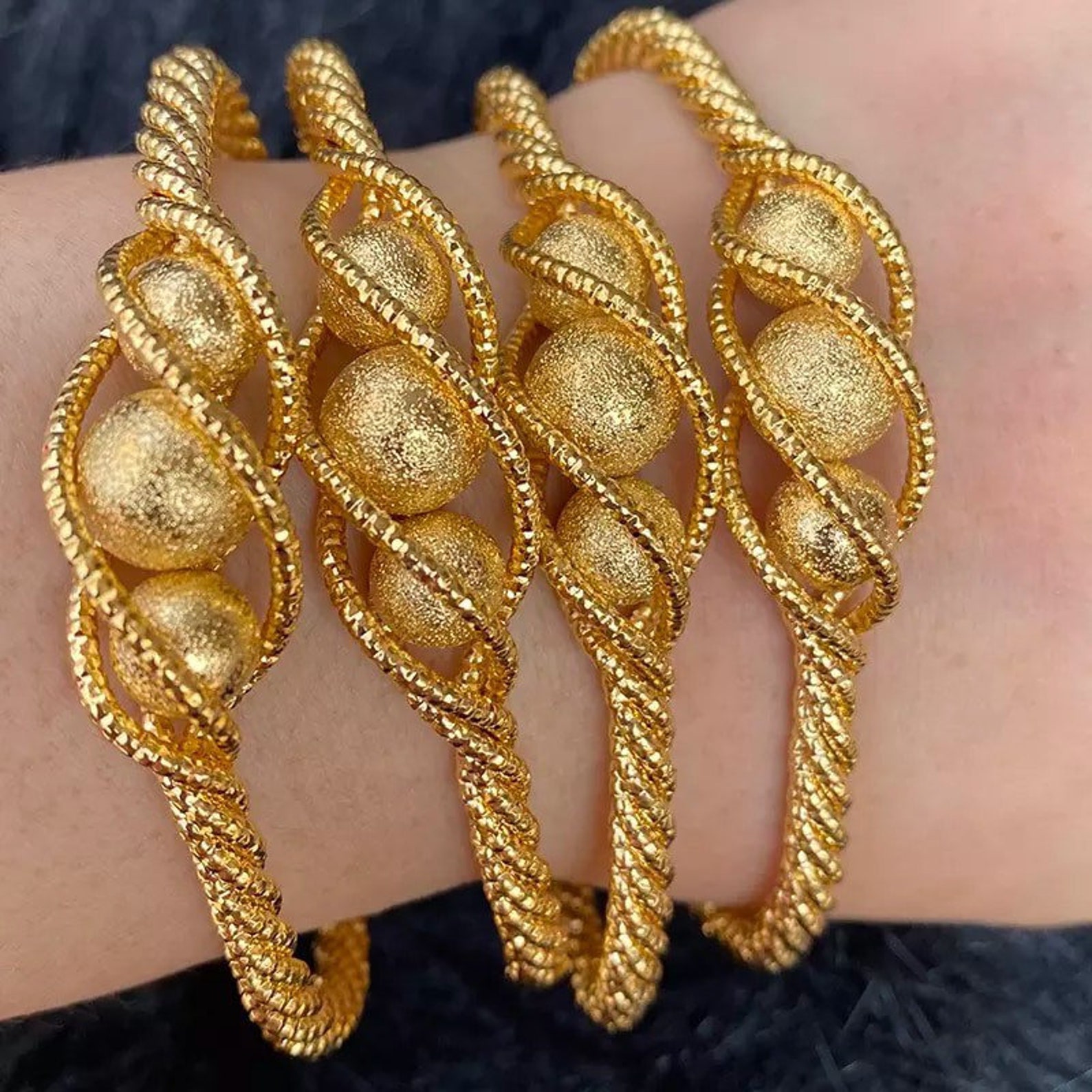 Gold Bangles Dubai Gold Bangles for Women 24K Gold Plated Etsy