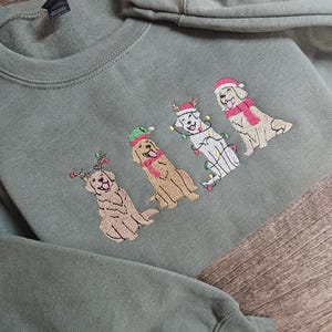 Christmas DOGS crewneck sweatshirts, holiday sweater, christmas sweater, embroidered sweatshirt, gingerbread, Santa, gift