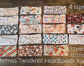 JULHÅRDSPANNBAND - Twist top turban mjuka och stretchiga hårband - tomten, pepparkaka, snöflinga, snögubbe, träd - begränsad tid!
