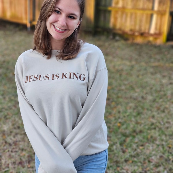 Jesus is King | GOD crewneck sweatshirts, Religious sweater | embroidered sweatshirt, God is good | power of prayer | Lord |Father | Jesus